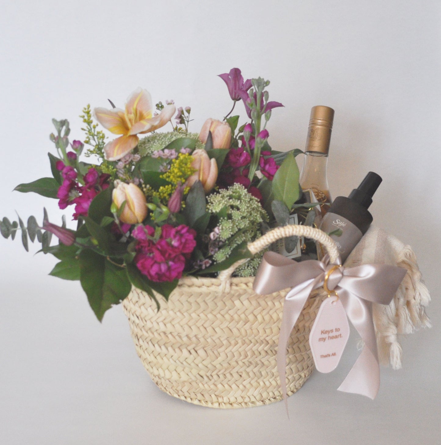 Flowers + Wine Gift Basket